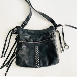 Lucky Brand Black Leather Tassel Crossbody Purse